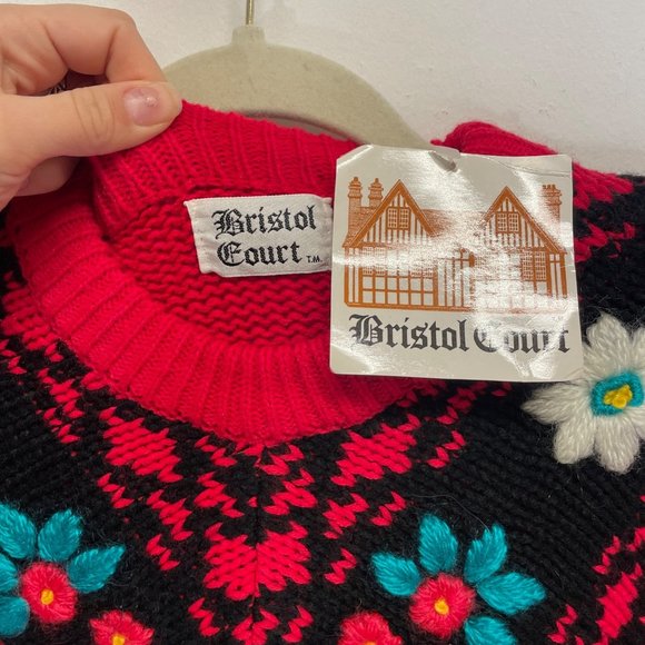 NWT VIntage bristol court chunky floral sweater large - Picture 2 of 6